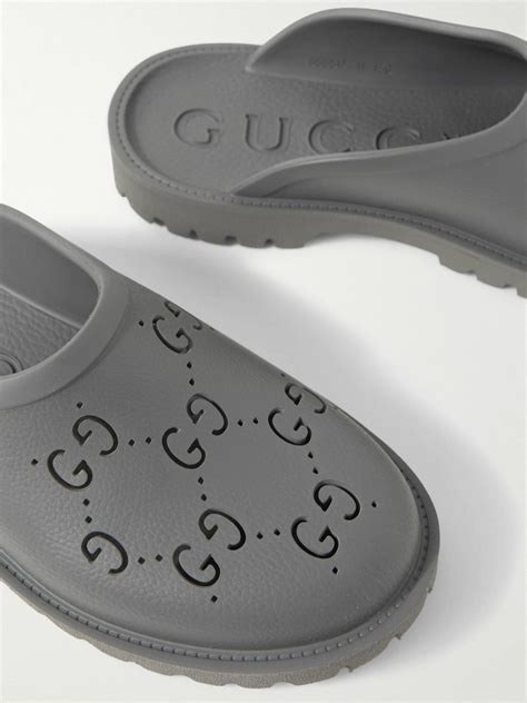 gucci elea rubber|GUCCI Elea logo perforated rubber sliders .